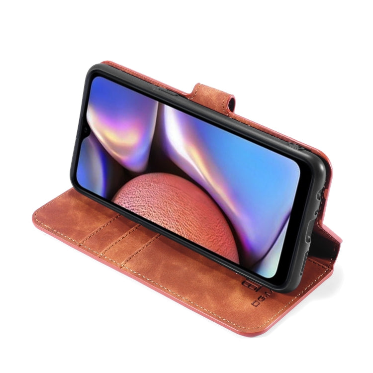 For Galaxy A10s DG.MING Retro Oil Side Horizontal Flip Case with Holder & Card Slots & Wallet
