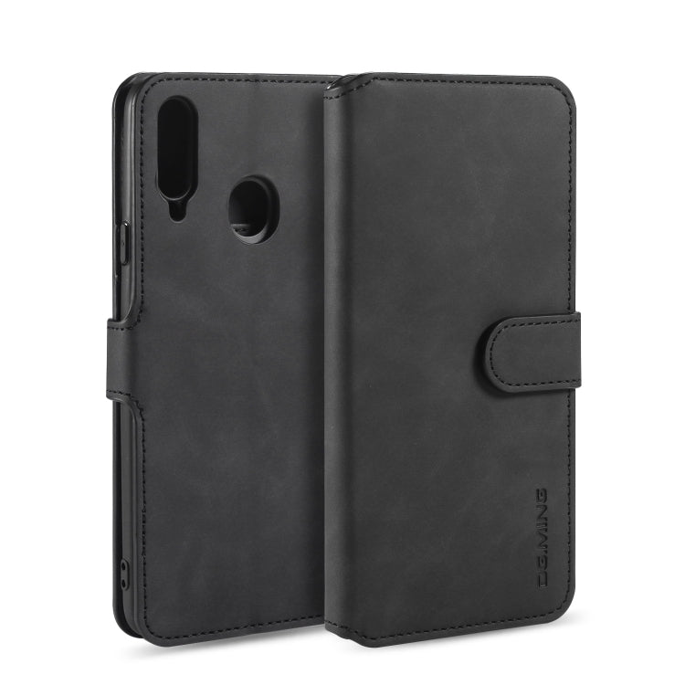 For Galaxy A20s DG.MING Retro Oil Side Horizontal Flip Case with Holder & Card Slots & Wallet