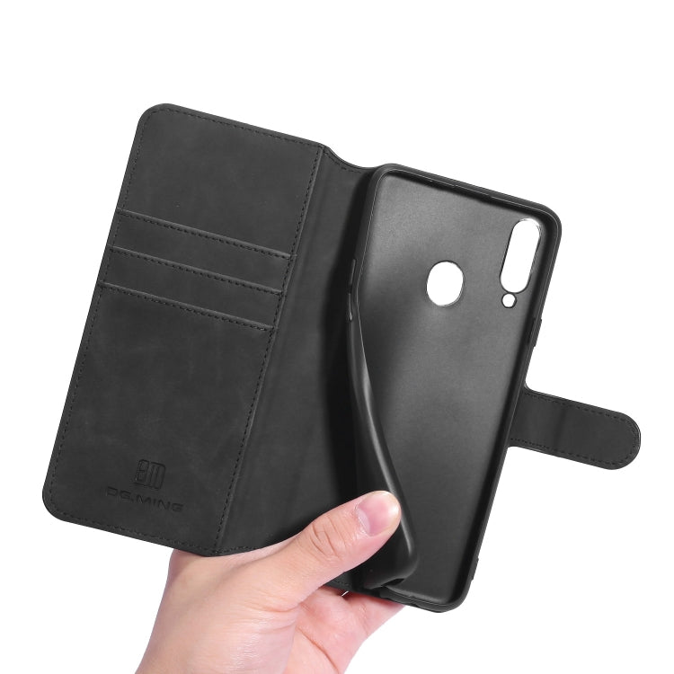 For Galaxy A20s DG.MING Retro Oil Side Horizontal Flip Case with Holder & Card Slots & Wallet