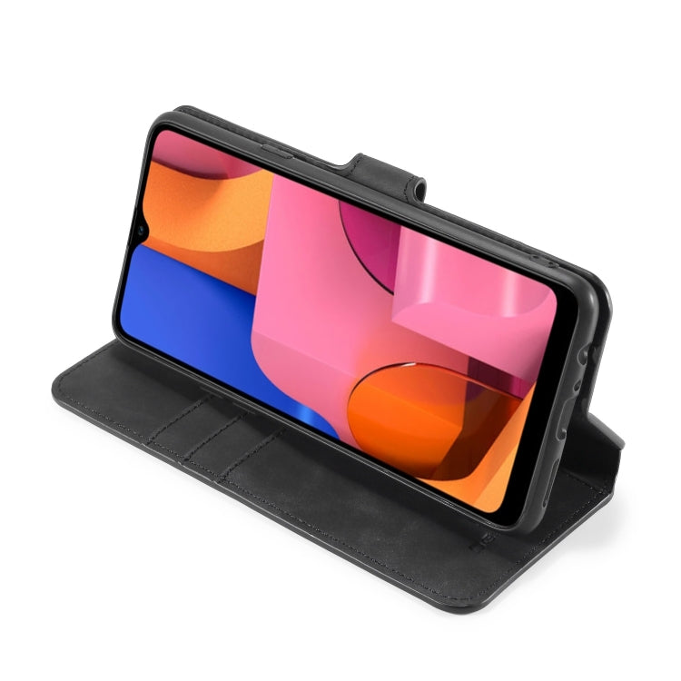 For Galaxy A20s DG.MING Retro Oil Side Horizontal Flip Case with Holder & Card Slots & Wallet