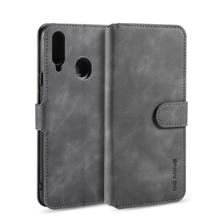 For Galaxy A20s DG.MING Retro Oil Side Horizontal Flip Case with Holder & Card Slots & Wallet