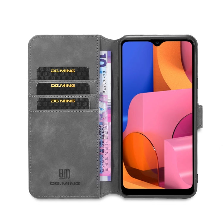 For Galaxy A20s DG.MING Retro Oil Side Horizontal Flip Case with Holder & Card Slots & Wallet