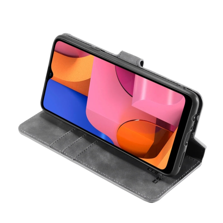For Galaxy A20s DG.MING Retro Oil Side Horizontal Flip Case with Holder & Card Slots & Wallet