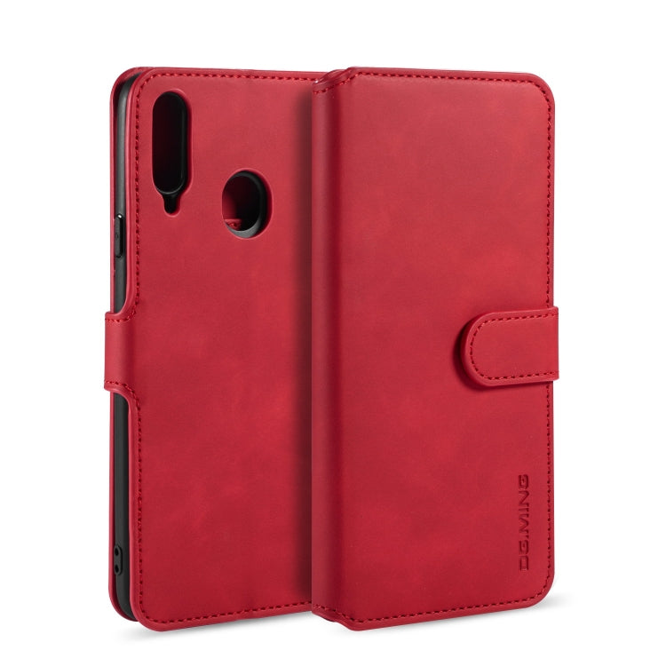 For Galaxy A20s DG.MING Retro Oil Side Horizontal Flip Case with Holder & Card Slots & Wallet