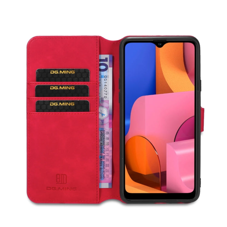 For Galaxy A20s DG.MING Retro Oil Side Horizontal Flip Case with Holder & Card Slots & Wallet