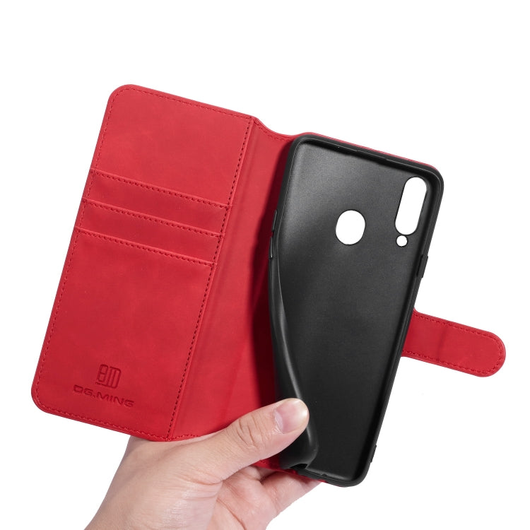For Galaxy A20s DG.MING Retro Oil Side Horizontal Flip Case with Holder & Card Slots & Wallet