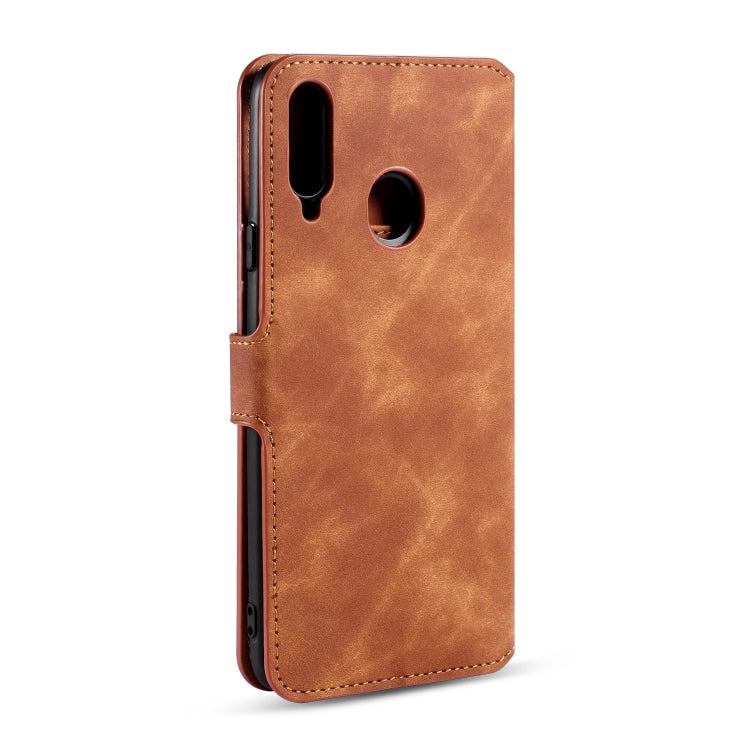 For Galaxy A20s DG.MING Retro Oil Side Horizontal Flip Case with Holder & Card Slots & Wallet