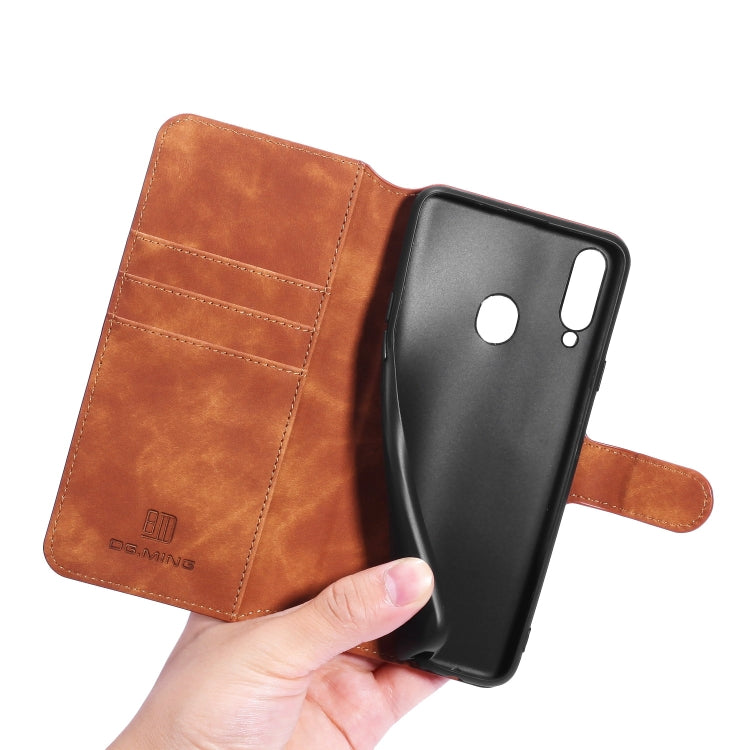 For Galaxy A20s DG.MING Retro Oil Side Horizontal Flip Case with Holder & Card Slots & Wallet