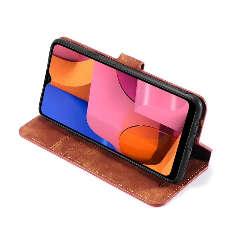 For Galaxy A20s DG.MING Retro Oil Side Horizontal Flip Case with Holder & Card Slots & Wallet