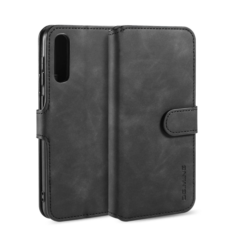 For Galaxy A30s / A50s DG.MING Retro Oil Side Horizontal Flip Case with Holder & Card Slots & Wallet
