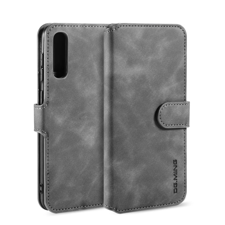 For Galaxy A30s / A50s DG.MING Retro Oil Side Horizontal Flip Case with Holder & Card Slots & Wallet