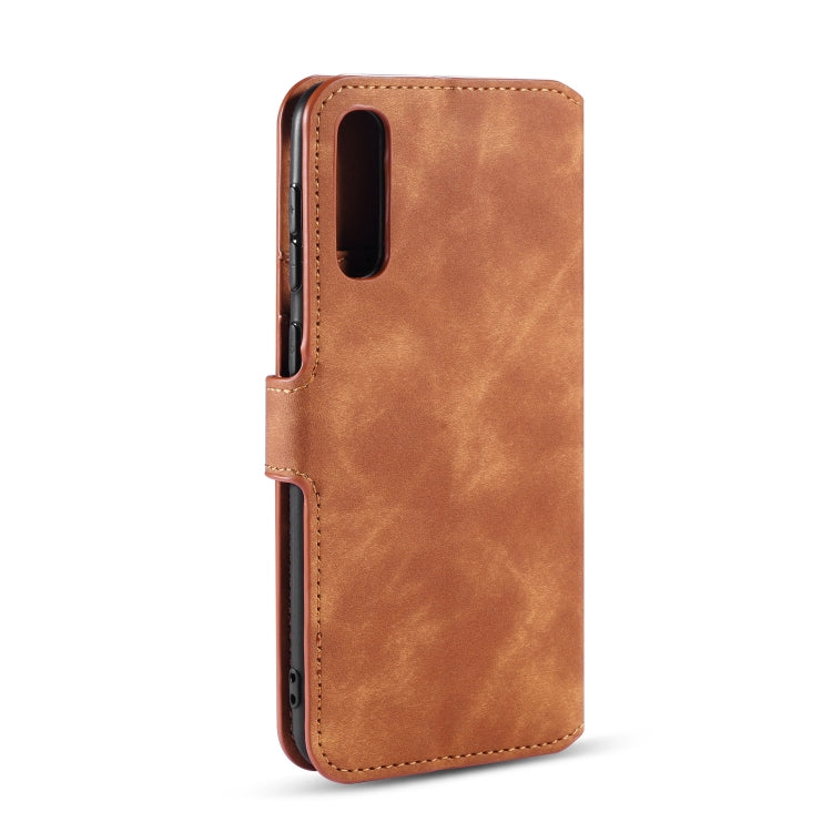 For Galaxy A30s / A50s DG.MING Retro Oil Side Horizontal Flip Case with Holder & Card Slots & Wallet