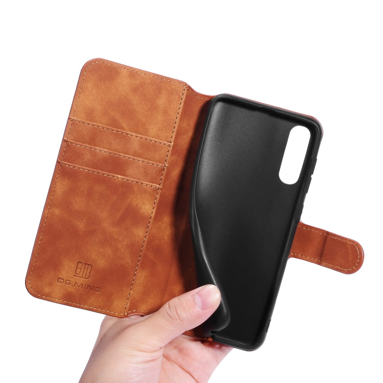 For Galaxy A30s / A50s DG.MING Retro Oil Side Horizontal Flip Case with Holder & Card Slots & Wallet