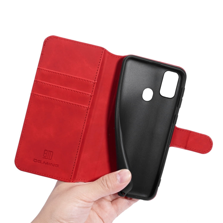 For Galaxy M30s DG.MING Retro Oil Side Horizontal Flip Case with Holder & Card Slots & Wallet