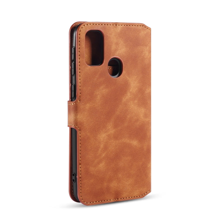 For Galaxy M30s DG.MING Retro Oil Side Horizontal Flip Case with Holder & Card Slots & Wallet