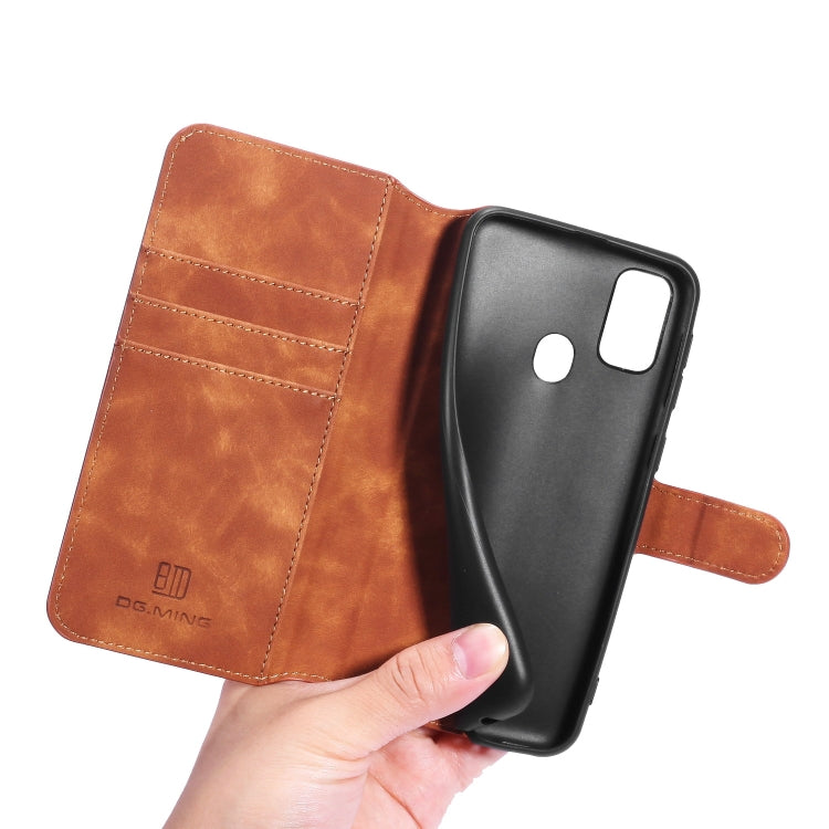 For Galaxy M30s DG.MING Retro Oil Side Horizontal Flip Case with Holder & Card Slots & Wallet