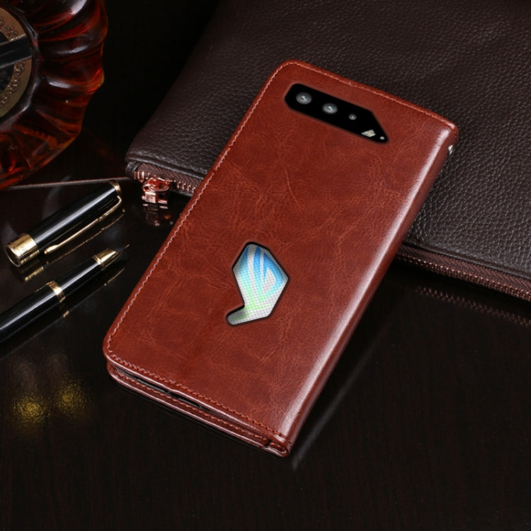 For Asus ROG Phone 5 idewei Crazy Horse Texture Horizontal Flip Leather Case with Holder & Card Slots & Wallet