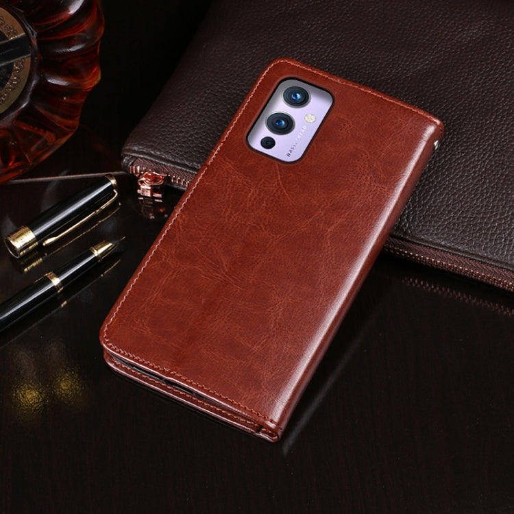 For OnePlus 9 idewei Crazy Horse Texture Horizontal Flip Leather Case with Holder & Card Slots & Wallet