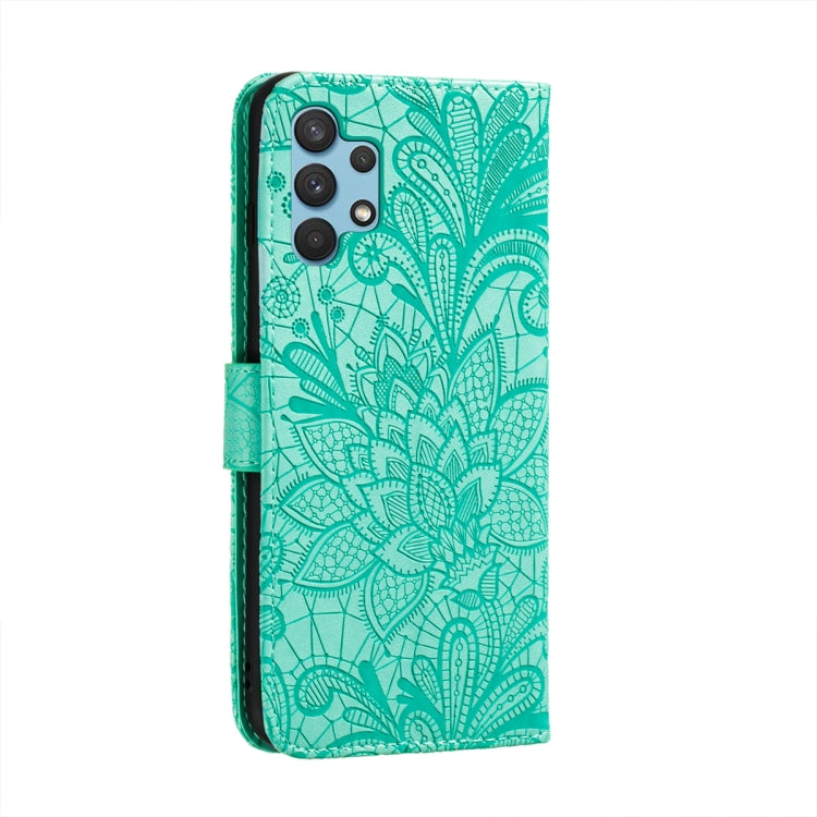 For Samsung Galaxy A32 4G Lace Flower Embossing Pattern Horizontal Flip Leather Case with Holder & Card Slots & Wallet & Photo Frame