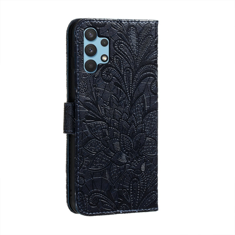 For Samsung Galaxy A32 4G Lace Flower Embossing Pattern Horizontal Flip Leather Case with Holder & Card Slots & Wallet & Photo Frame