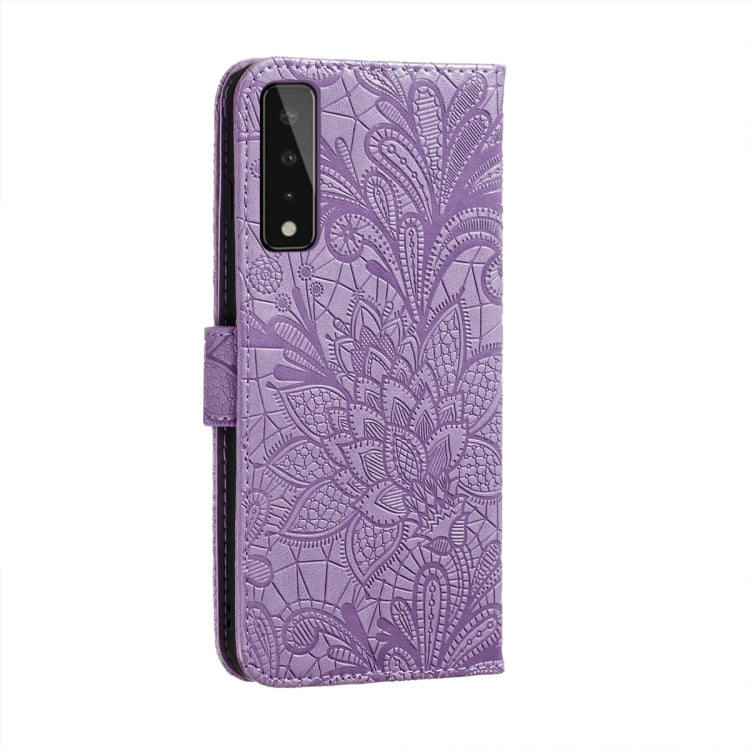 For LG Stylo 7 5G Lace Flower Embossing Pattern Horizontal Flip Leather Case with Holder & Card Slots & Wallet & Photo Frame