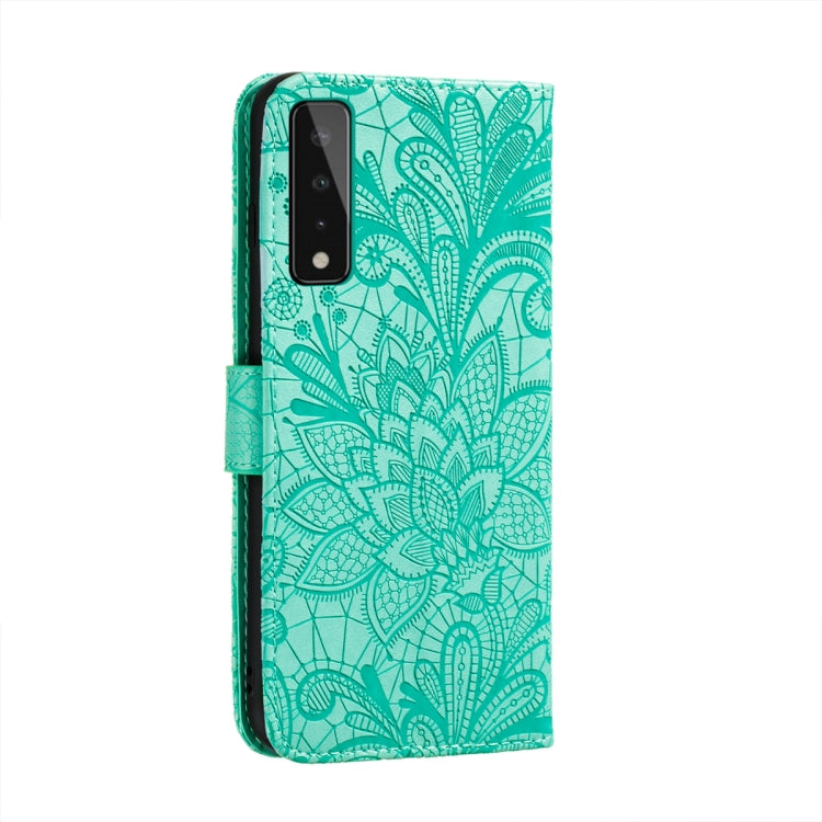 For LG Stylo 7 5G Lace Flower Embossing Pattern Horizontal Flip Leather Case with Holder & Card Slots & Wallet & Photo Frame