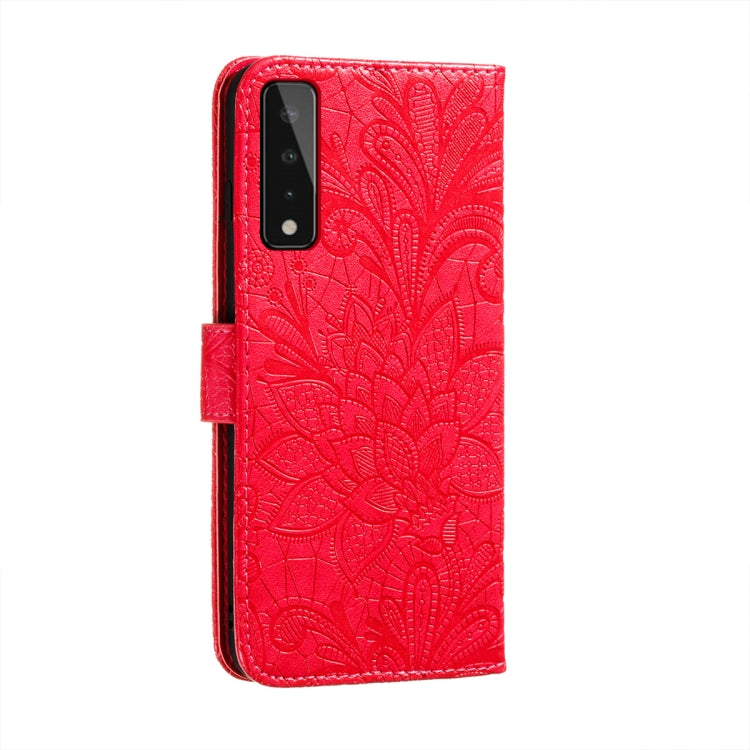 For LG Stylo 7 5G Lace Flower Embossing Pattern Horizontal Flip Leather Case with Holder & Card Slots & Wallet & Photo Frame