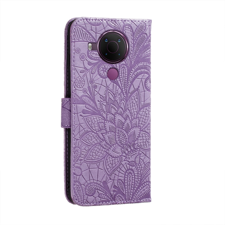 For Nokia 5.4 Lace Flower Embossing Pattern Horizontal Flip Leather Case with Holder & Card Slots & Wallet & Photo Frame