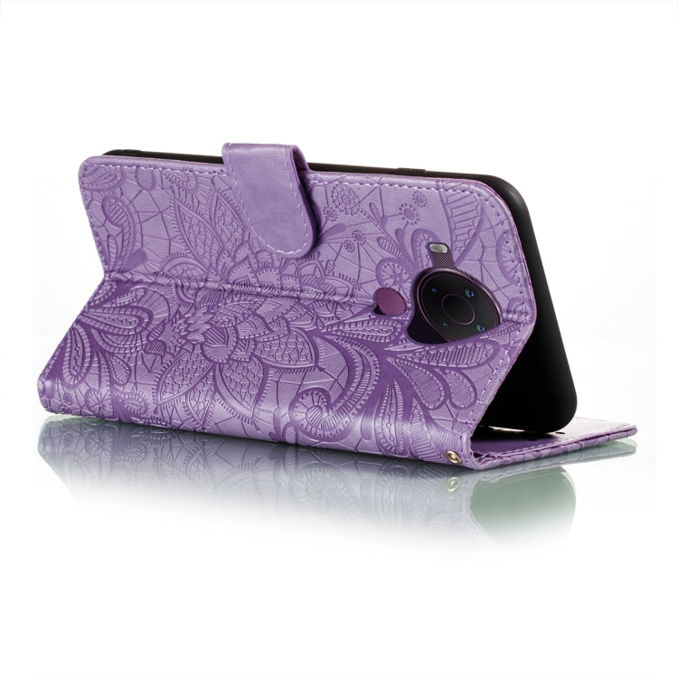 For Nokia 5.4 Lace Flower Embossing Pattern Horizontal Flip Leather Case with Holder & Card Slots & Wallet & Photo Frame