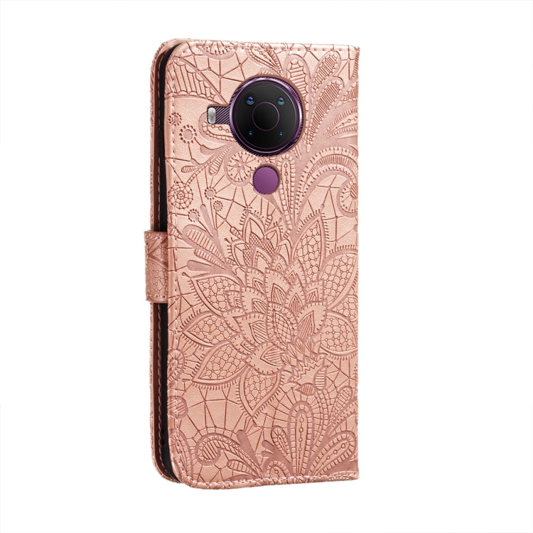 For Nokia 5.4 Lace Flower Embossing Pattern Horizontal Flip Leather Case with Holder & Card Slots & Wallet & Photo Frame