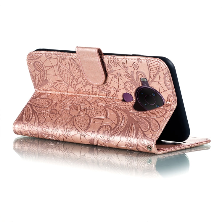 For Nokia 5.4 Lace Flower Embossing Pattern Horizontal Flip Leather Case with Holder & Card Slots & Wallet & Photo Frame