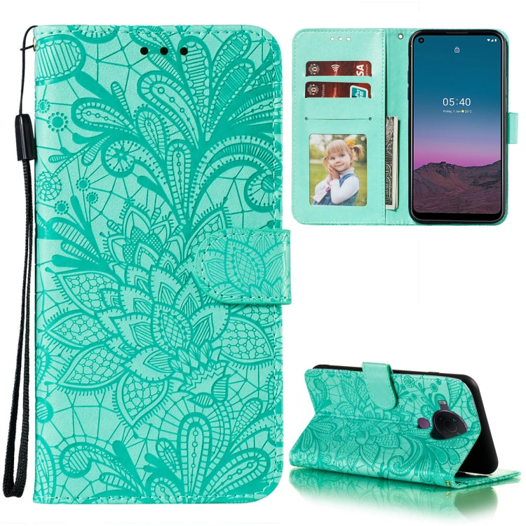 For Nokia 5.4 Lace Flower Embossing Pattern Horizontal Flip Leather Case with Holder & Card Slots & Wallet & Photo Frame