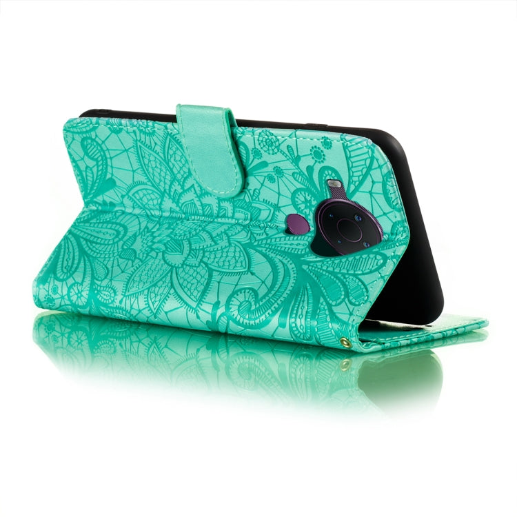 For Nokia 5.4 Lace Flower Embossing Pattern Horizontal Flip Leather Case with Holder & Card Slots & Wallet & Photo Frame