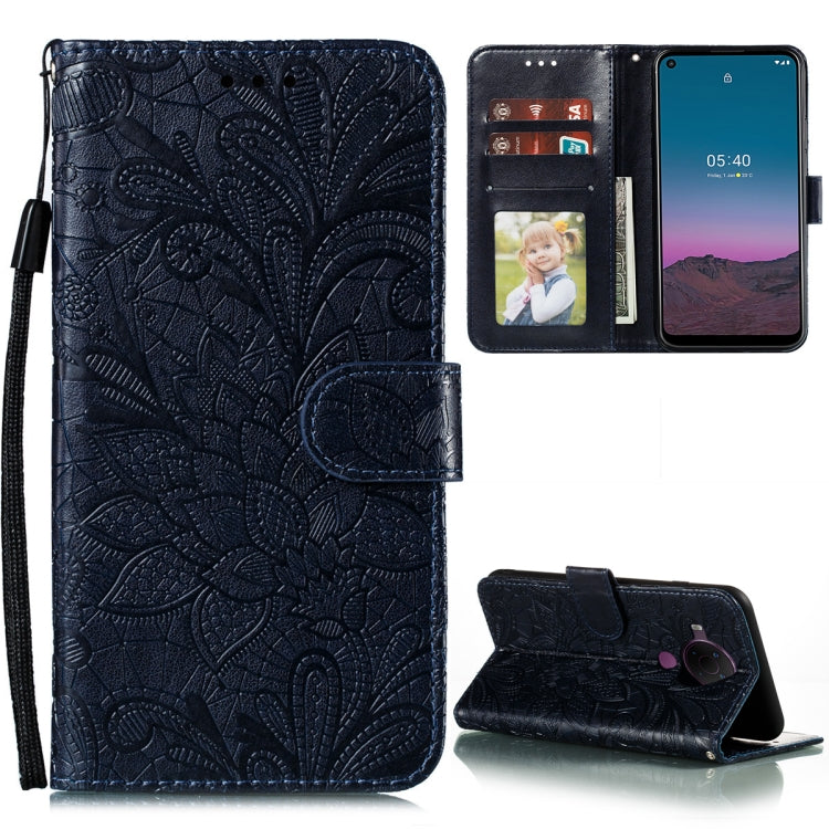 For Nokia 5.4 Lace Flower Embossing Pattern Horizontal Flip Leather Case with Holder & Card Slots & Wallet & Photo Frame
