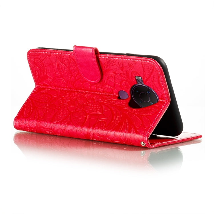 For Nokia 5.4 Lace Flower Embossing Pattern Horizontal Flip Leather Case with Holder & Card Slots & Wallet & Photo Frame