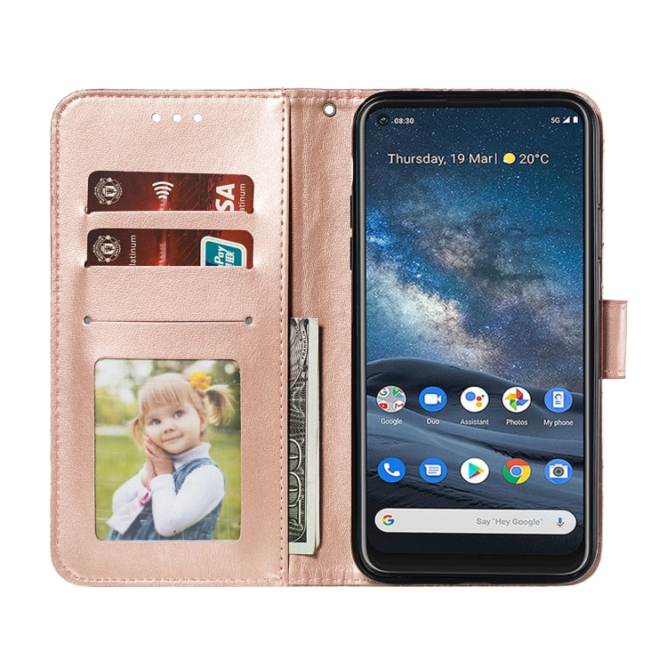 For Nokia 8.3 5G Lace Flower Embossing Pattern Horizontal Flip Leather Case with Holder & Card Slots & Wallet & Photo Frame