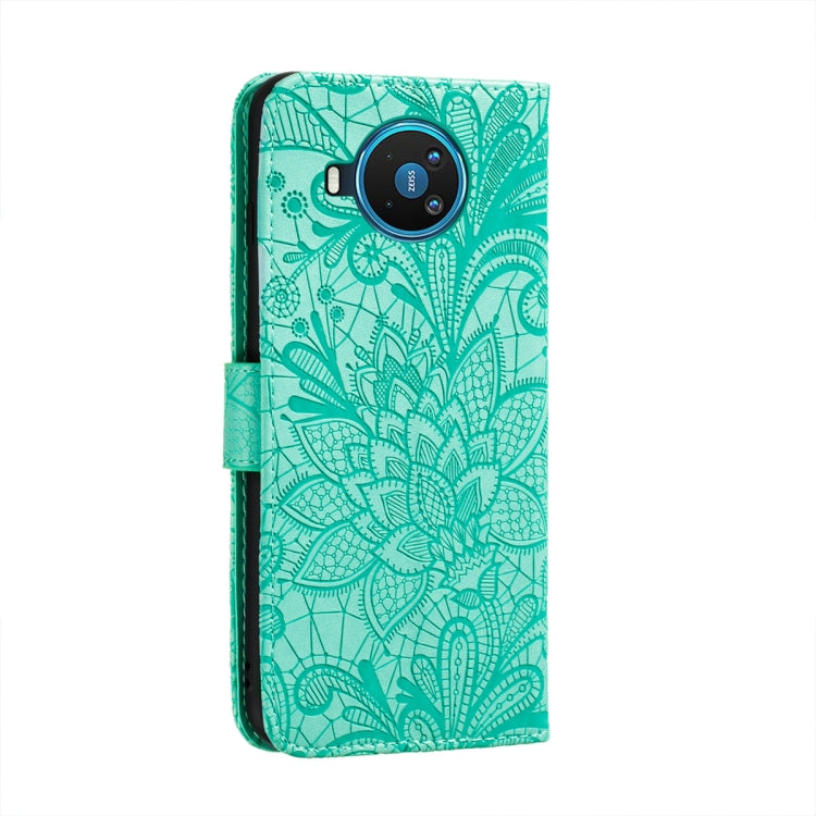 For Nokia 8.3 5G Lace Flower Embossing Pattern Horizontal Flip Leather Case with Holder & Card Slots & Wallet & Photo Frame