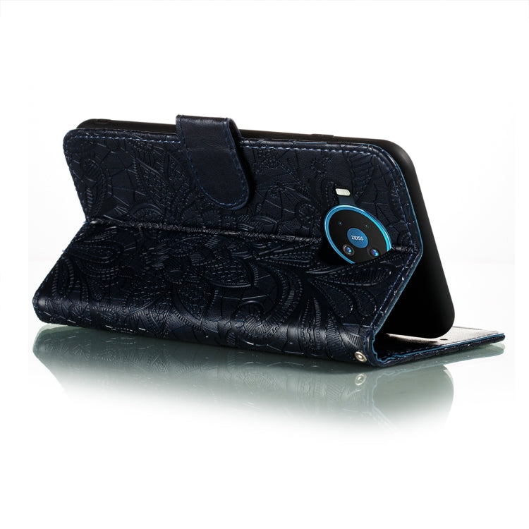 For Nokia 8.3 5G Lace Flower Embossing Pattern Horizontal Flip Leather Case with Holder & Card Slots & Wallet & Photo Frame