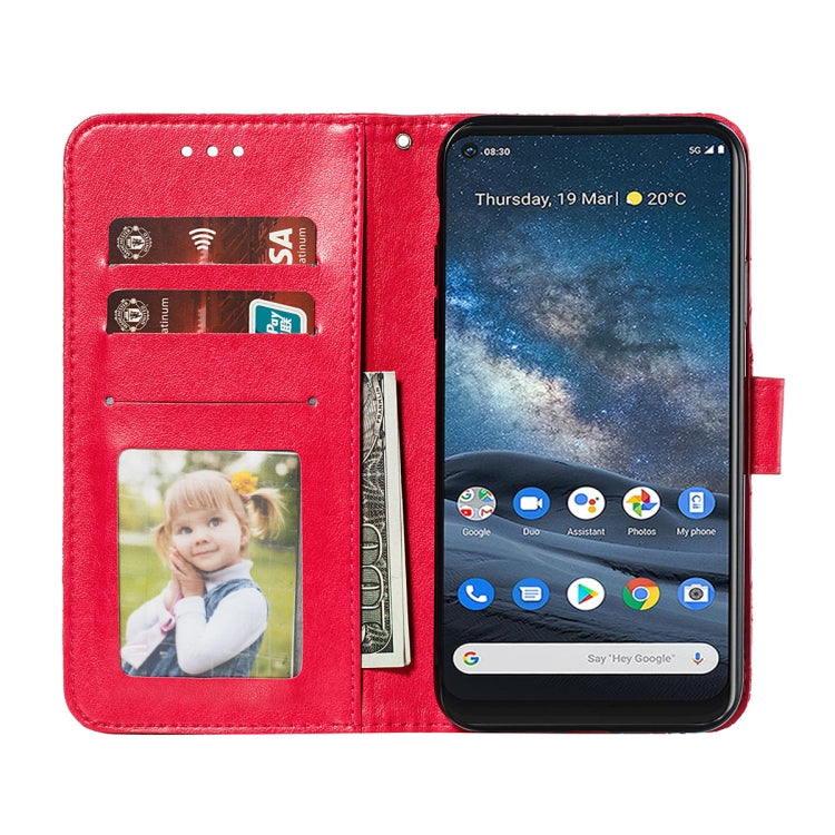 For Nokia 8.3 5G Lace Flower Embossing Pattern Horizontal Flip Leather Case with Holder & Card Slots & Wallet & Photo Frame