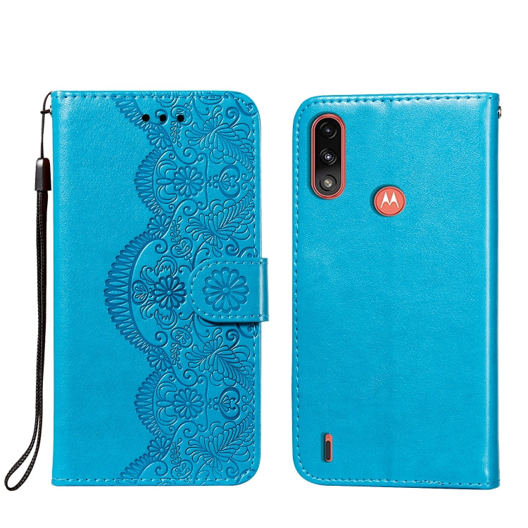 For Motorola Moto E7 Power Flower Vine Embossing Pattern Horizontal Flip Leather Case with Card Slot & Holder & Wallet & Lanyard