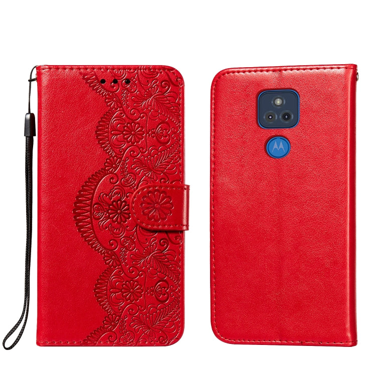 For Motorola Moto G Play (2021) Flower Vine Embossing Pattern Horizontal Flip Leather Case with Card Slot & Holder & Wallet & Lanyard
