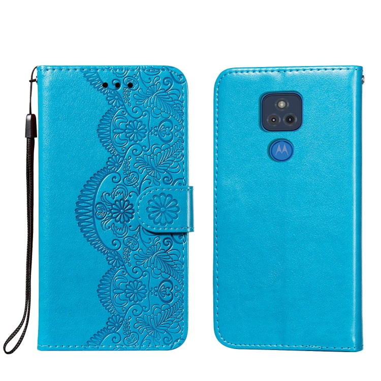 For Motorola Moto G Play (2021) Flower Vine Embossing Pattern Horizontal Flip Leather Case with Card Slot & Holder & Wallet & Lanyard
