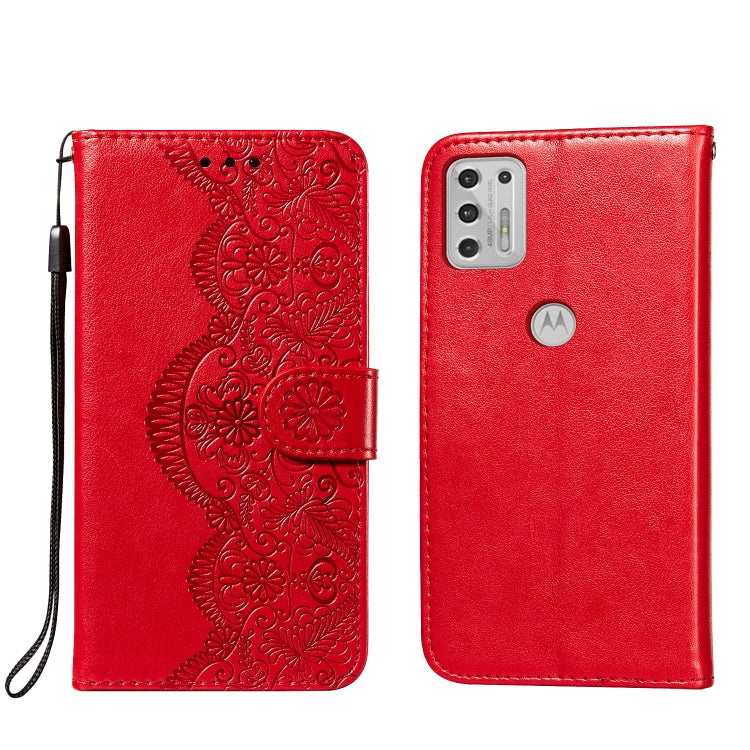 For Motorola Moto G Stylus (2021) Flower Vine Embossing Pattern Horizontal Flip Leather Case with Card Slot & Holder & Wallet & Lanyard