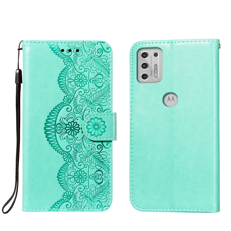 For Motorola Moto G Stylus (2021) Flower Vine Embossing Pattern Horizontal Flip Leather Case with Card Slot & Holder & Wallet & Lanyard