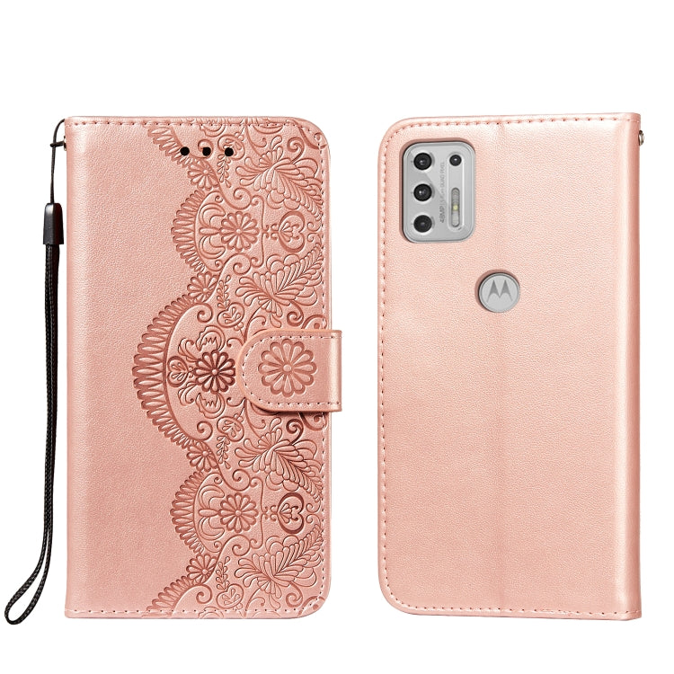For Motorola Moto G Stylus (2021) Flower Vine Embossing Pattern Horizontal Flip Leather Case with Card Slot & Holder & Wallet & Lanyard