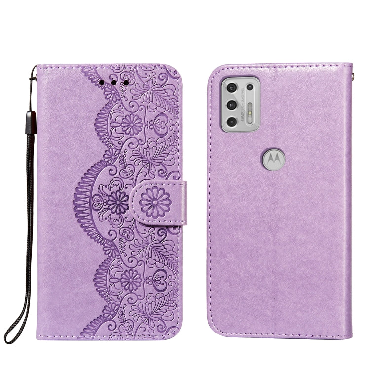 For Motorola Moto G Stylus (2021) Flower Vine Embossing Pattern Horizontal Flip Leather Case with Card Slot & Holder & Wallet & Lanyard