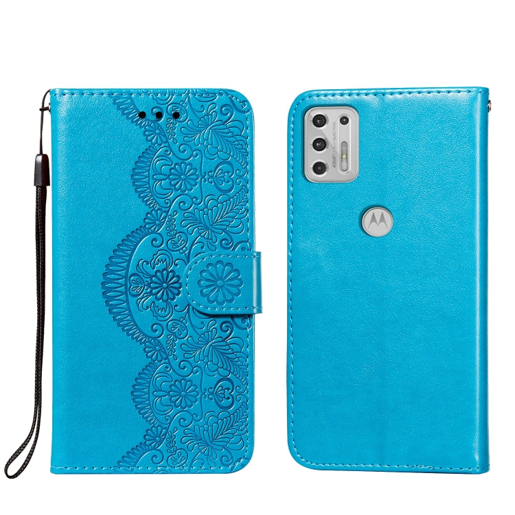 For Motorola Moto G Stylus (2021) Flower Vine Embossing Pattern Horizontal Flip Leather Case with Card Slot & Holder & Wallet & Lanyard