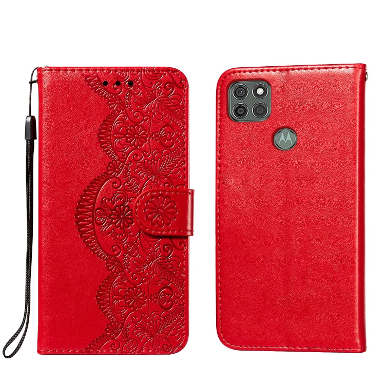 For Motorola Moto G9 Power Flower Vine Embossing Pattern Horizontal Flip Leather Case with Card Slot & Holder & Wallet & Lanyard
