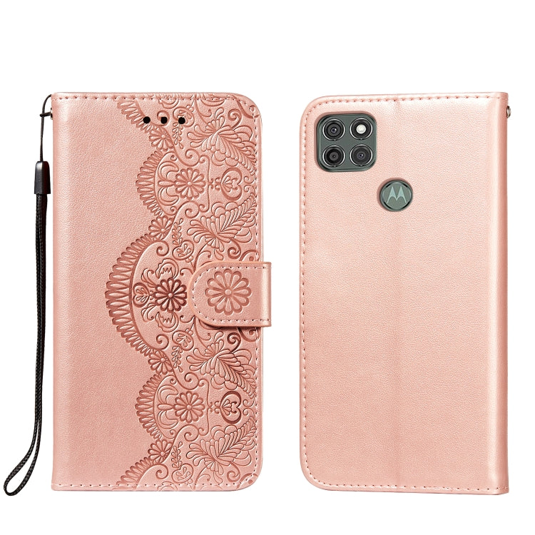 For Motorola Moto G9 Power Flower Vine Embossing Pattern Horizontal Flip Leather Case with Card Slot & Holder & Wallet & Lanyard