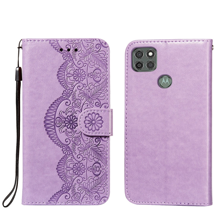 For Motorola Moto G9 Power Flower Vine Embossing Pattern Horizontal Flip Leather Case with Card Slot & Holder & Wallet & Lanyard